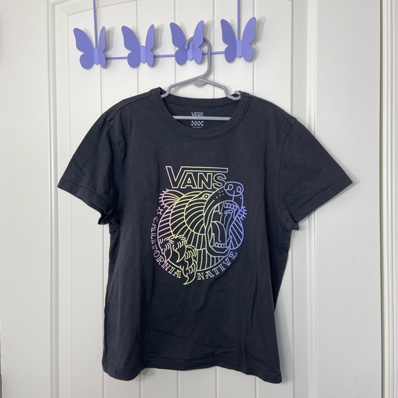 VANS boy’s gray colorful California‎ Native decal short sleeve shirt large - Picture 1 of 7
